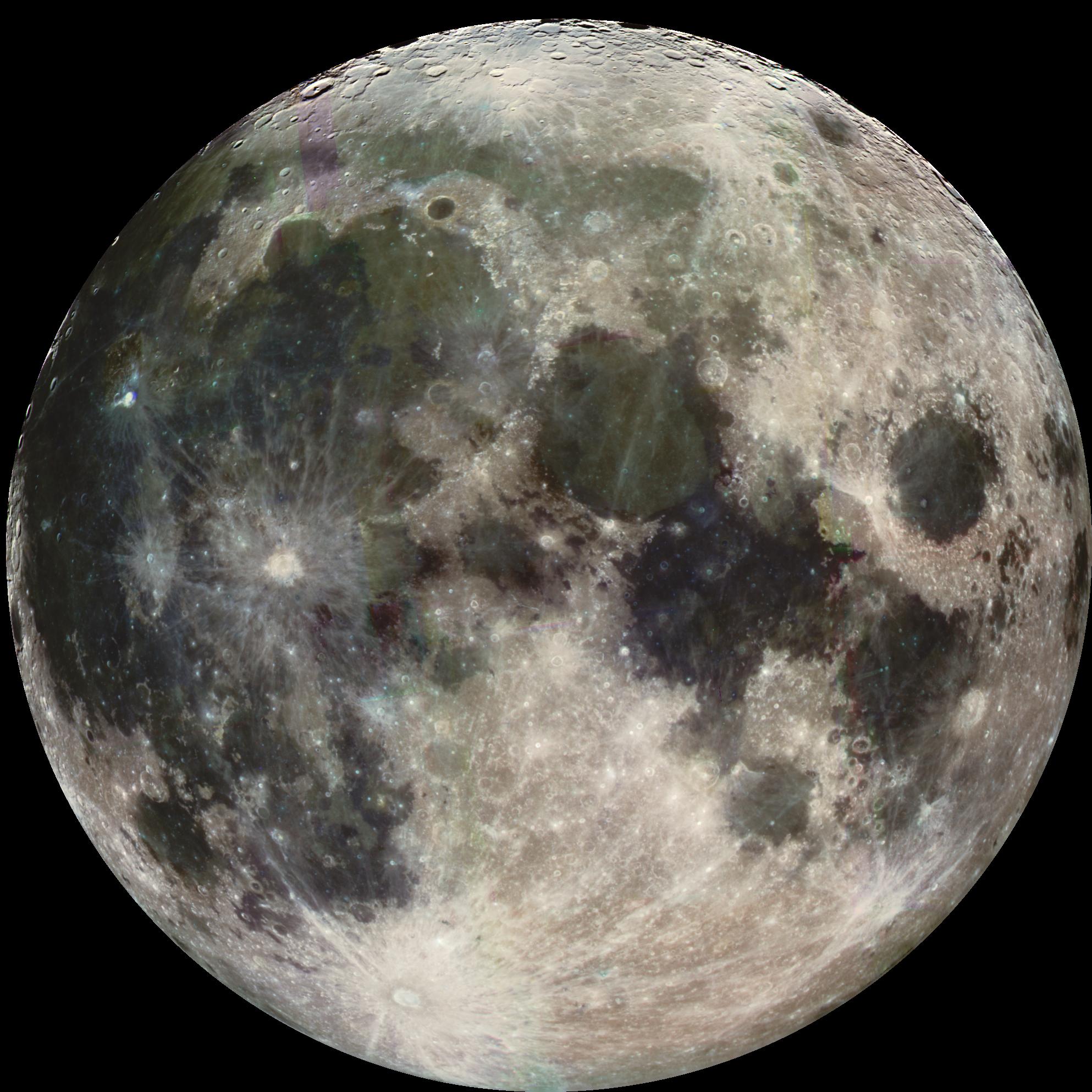 The full moon, showing craters and lunar seas